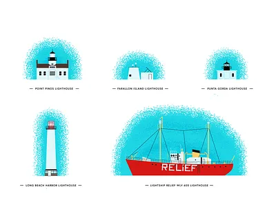 Lighthouses architecture building geometric illustration lighthouse vector