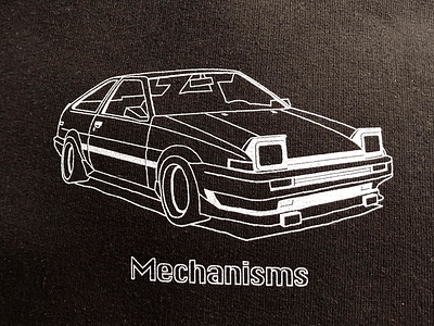 Toyota AE86 Trueno black car classic clothes design illustration outline print sport tee tshirt white