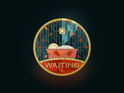 Waiting... badge christmas church church design cottonhouse graphic design illustration jesus minimal mosaic sermon series stained glass typography