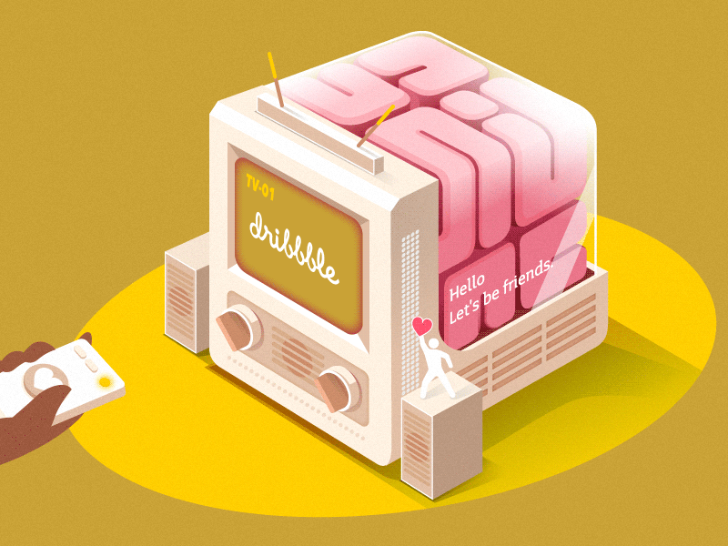 Tv brain festival heart illustration music poster television tv web