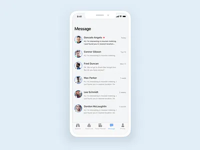 Message screen application design layout list message mobile travel ui ux vietnam