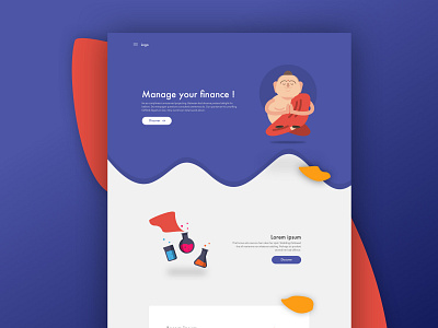 Finance landing page design interface landing page minimal project sketch ui ux web design