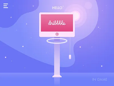 Hello Dribbble art dribbble dribbble night first post flat goal hello dribbble illustration in game pink ps shot welcome
