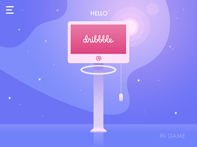 Hello Dribbble art dribbble dribbble night first post flat goal hello dribbble illustration in game pink ps shot welcome