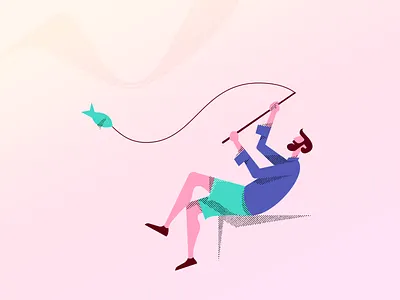 Patience character character art character concept characterdesign color design fish fishing flat gradient illustration patience texture vector waiting