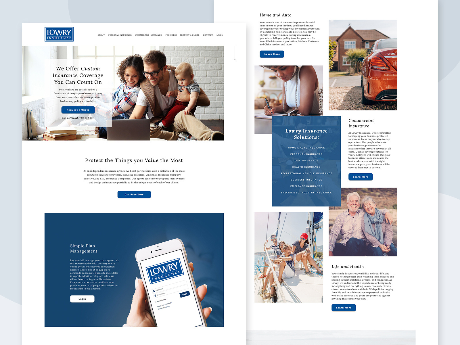Example of Homepage for Insurance Agency