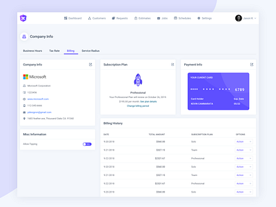 Company Info billing company interface invoice quote saigon schedule ui ux vietnam