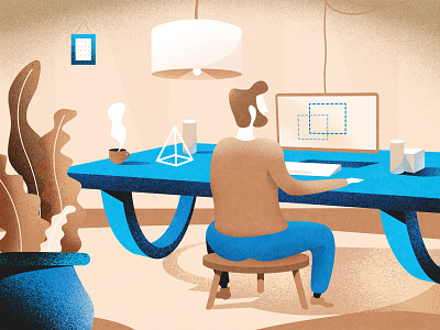 A Designer's Desk ✏️ daily design digital art grain illustration photoshop plant table