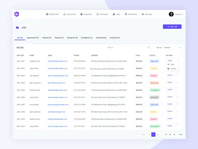 Job Page clean color estimate invoice request saigon schedule ui ux vietnam