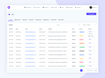 Job Page clean color estimate invoice request saigon schedule ui ux vietnam