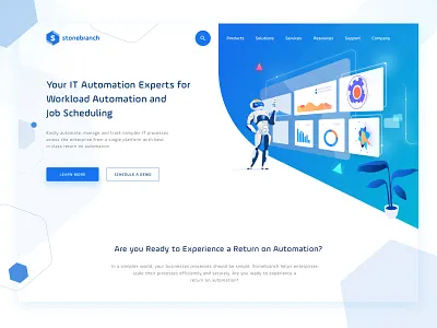 Hero Section app automatic automation illustration interface it robot screen ui user ux web website