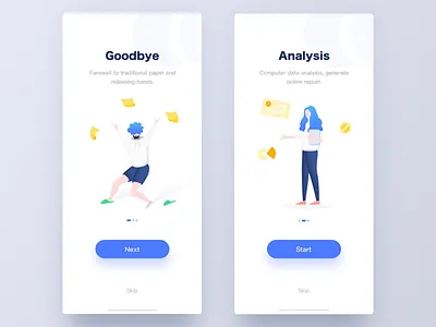 Welcome app blue clean girl illustration ios ios11 iphone iphonex man start ui