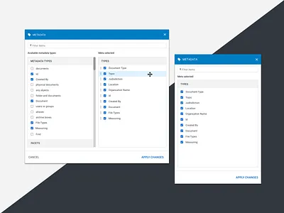 Metadata Modal browser design desktop ui ux