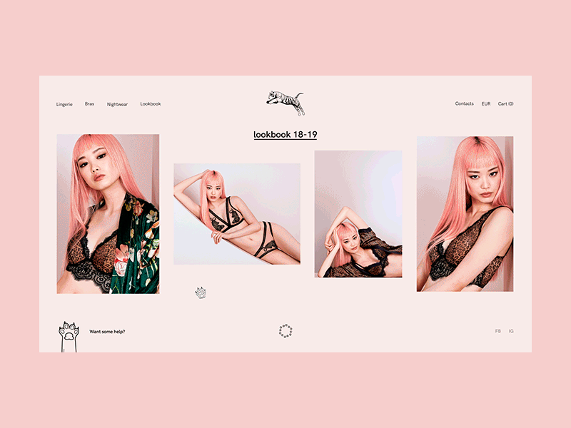 Wild Kitty — Lookbook animation art design e commerce fashion fashion store grid interaction interface layout minimal motion pastel colors pointer typography ui ux web webdesign website