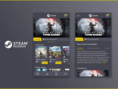 Steam Redesign app clean ecommerce flat modern rebound redesign sleek store