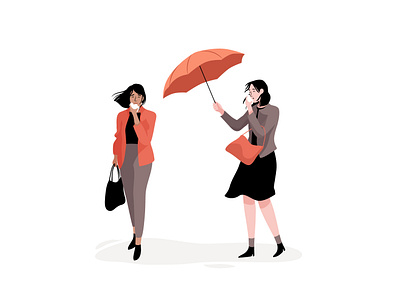 Flu weather autumn character design fall flu graphic ill illustration pastel people vector weather woman