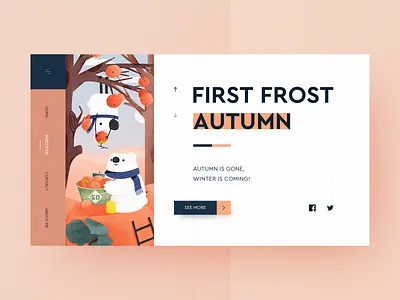 二十四节气-霜降---First Frost blue design illustration pink ui 插图，插画，illustration