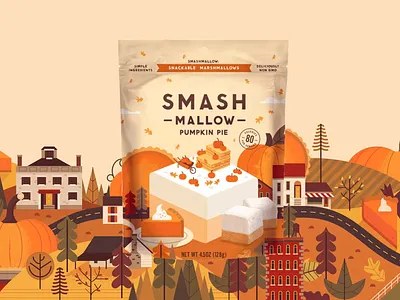 Pumpkin Pie autumn digital folioart food illustration landscape owendavey packaging pumpkin