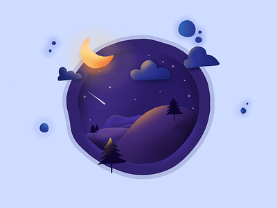 Day 12 - abstract landscape - night blue flat gradient graphic illustration landscape minimal night procreate purple