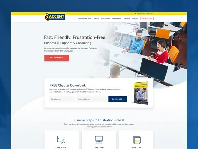 Accent Computer Solutions homepage networking product technology web design