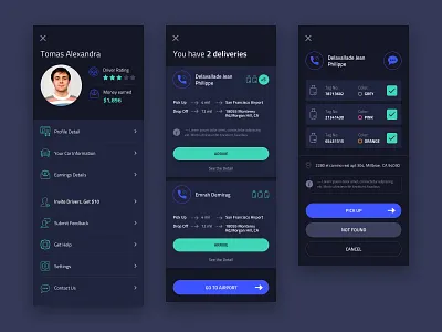 Driver App airline airport app baggage car driver ios luggage ui ux