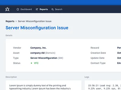 Vultra Report Page — Concept branding cards color concept dashboard detail flat icons layout logo maison neue report search title typography ui vector website