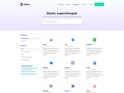 SaaS Integrations Page art direction saas ui ui design user interface design web design