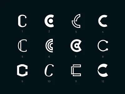 Letter C logo exploration set abstract black bold c challenge clean collection concept exploration gradient letter letter c line logo mark modern set simple timeless