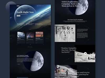 NASA Concept Web Design cool culture design earth future minimal design moon nasa promo space typography ui user inteface ux web design world