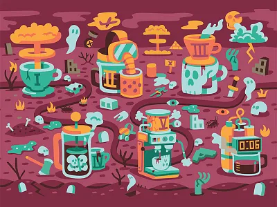 Drip for Drip: "The Last Drop Cafe" apocalypse coffee vectober vector