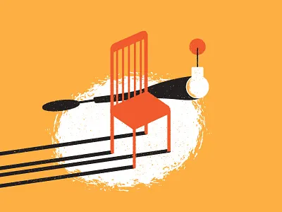 Alone chair editorial flower illustration shadow texture vase