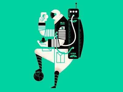 Astronaut illustration astronaut dribbble illustration nasa space space art texture