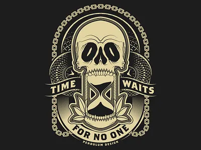 Killing Time chain clock hourglass illustration illustrator skull time time waits for no one vector