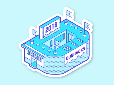 Dubhacks "D" Sticker abstract branding building design hackathon identity illustration isometric sticker student swag uw