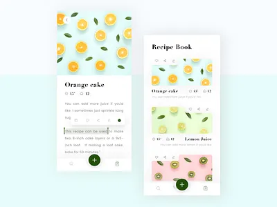 Own Recipe Book add app book bookapp button design edit profile ios iphone x recipe recipeapp recipebook search search bar select selected typography ui