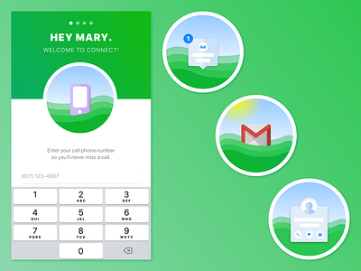 Onboarding Illustrations for Grasshopper Connect call contacts email gmail illustrations notifications onboarding phone user experience user interface design