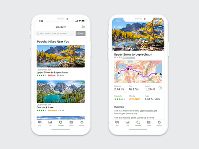 Discover Tab adventure app design design interaction ios iphone 10 mobile design outdoors ux