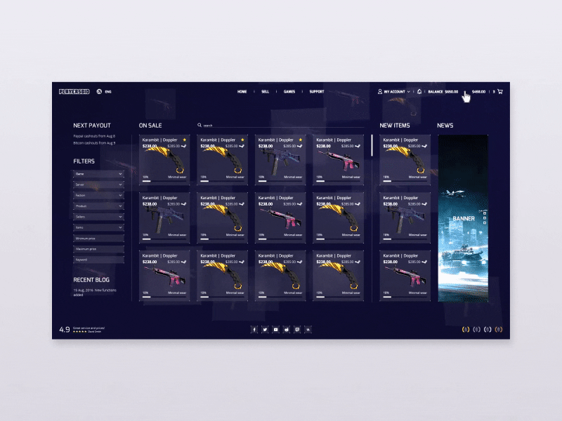 Search 2d blue clean csgo dark design gif scroll search ui ux web webapp website