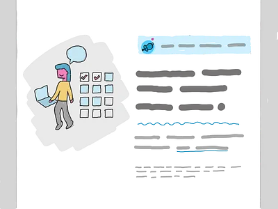 Illustration for a sales page design illustration sketch