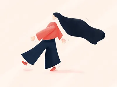 Walking bomb girl hair illustration light procreate shadow walking