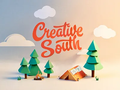 Creative South camping creative south forest paper paper illustration tent