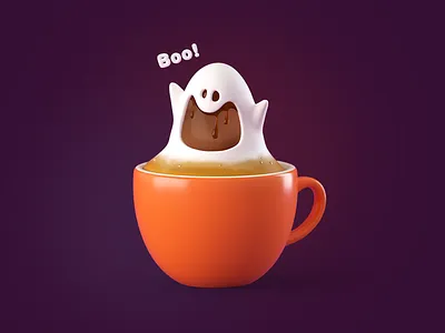 Spookyccino 3d c4d character coffee halloween hero illustration octane octanerender wallpaper