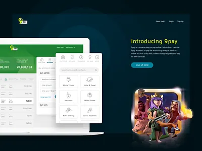 9pay.com.ng analytics dashboard landing page payment search ui ux web design