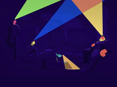 Cave People adventure animation article cave caveman characters colorfull digital editorial horia manolache illustration light box nature press river rock sport tavern web article