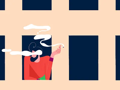 City life animation article author building cigarette city countryside editorial hip illustration man smoke smoking web article
