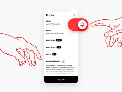Ambassador | Notification ambassador app bell follow hand icon iphone iphone xs list music notification profile public turn on ui ux
