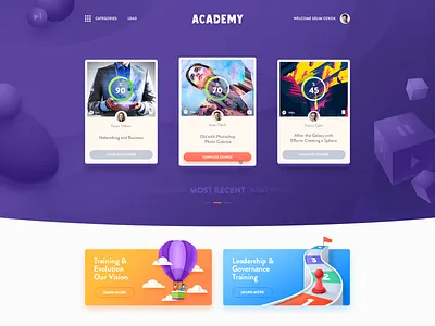 Academy Onlline Learning Platform academy concept education learning lesson ux uı video website