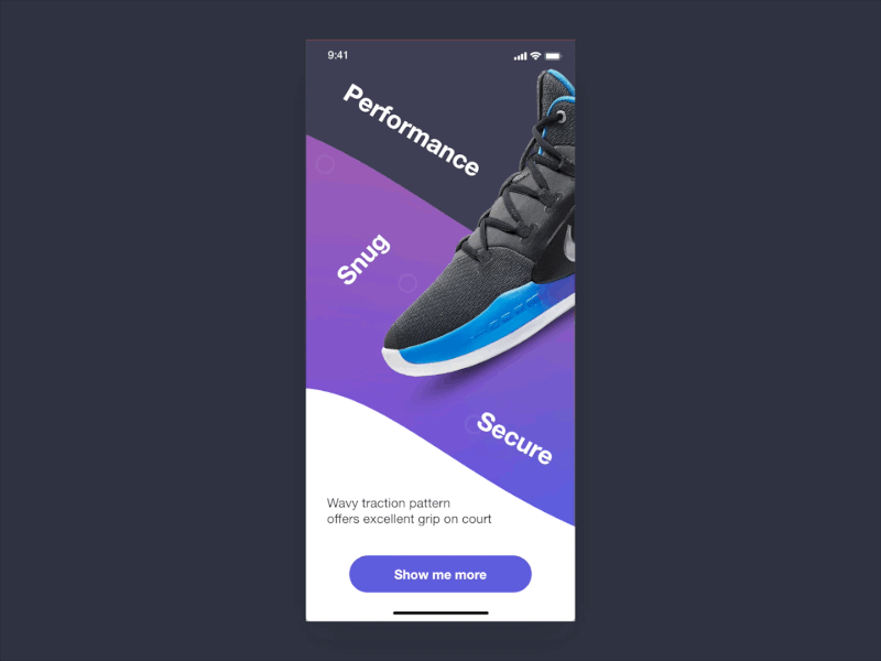 Nike Promote New Shoes animation nike onboarding promote