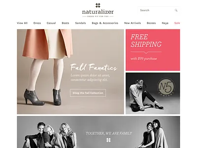 Naturalizer Homepage Concepts art direction ecommerce ui design