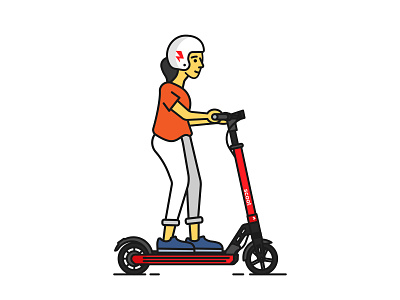 Scoot Kick Rider brooklyn ny foot friday girl helmet illustration kick mono line red rider san francisco scoot scooter smart woman